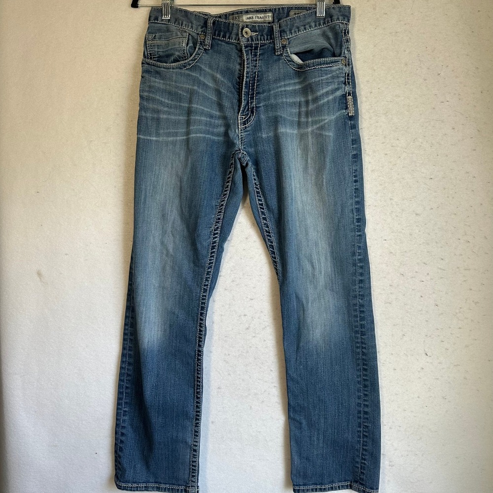 BKE Jake Straight Leg Jeans Mens 34R Medium Wash Blue Denim Stretch 31x30